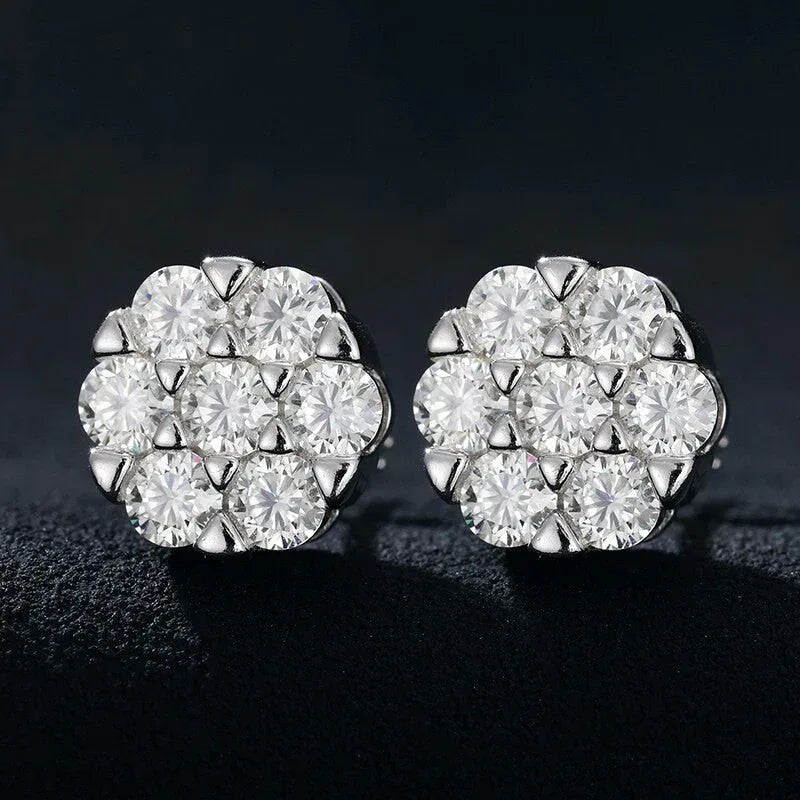 Genuine VVS Lab Burst Hip Hop 14k Gold Over Silver Earrings - CaratixJewelry